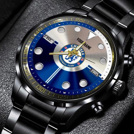 Chelsea EPL Personalized Black Stainless Steel Watch Gift For Fans
