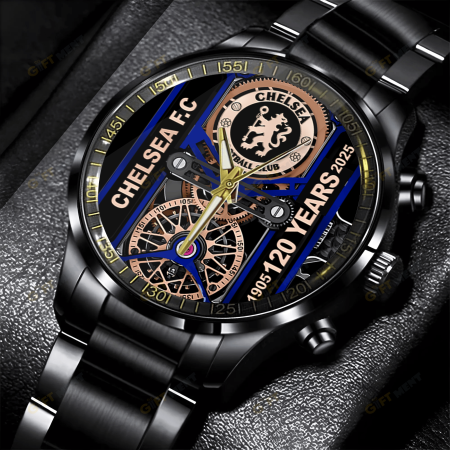 Chelsea F.C Premier League Black Stainless Steel Watch Gift For Fan