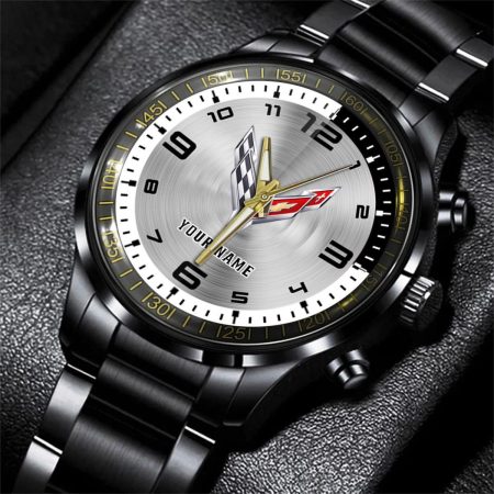 Chevrolet Corvette Car Personalized Black Stainless Steel Hand Watch For Fan