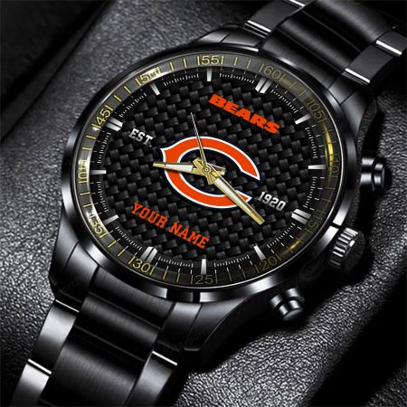 Chicago Bears NFL Black Fashion Hand Watch Custom Your Name Gift For Fan