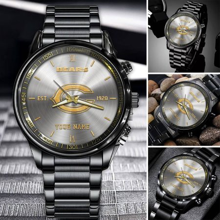Chicago Bears NFL Black Fashion Watch Custom Your Name