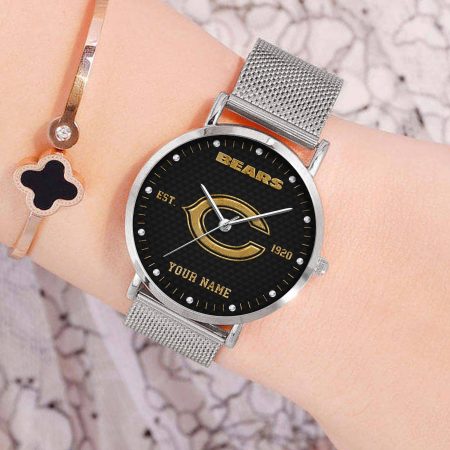 Chicago Bears NFL Black Fashion Watch Custom Your Name