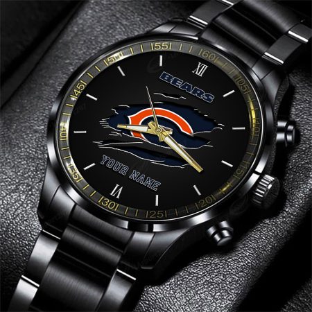 Chicago Bears NFL Personalized Black Fashion Watch For Football Lovers For Fan