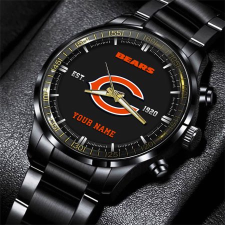Chicago Bears NFL Personalized Black Fashion Watch Gifts For Fans