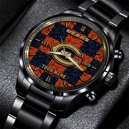 Chicago Bears NFL Personalized Sport Black Watch Gifts For Fans