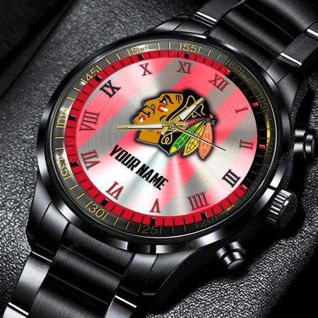 Chicago Blackhawks NHL Personalized New Black Hand Watch Gift For Fans