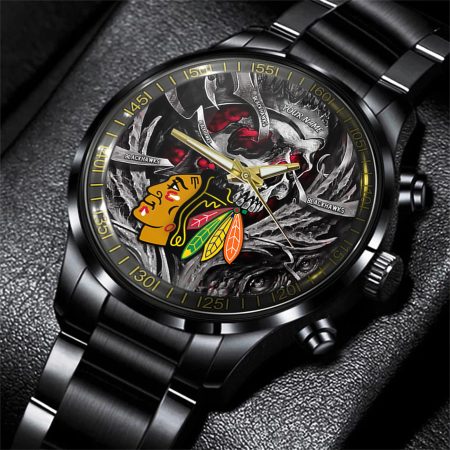 Chicago Blackhawks NHL Skull Personalized Hand Watch Gift For Fans