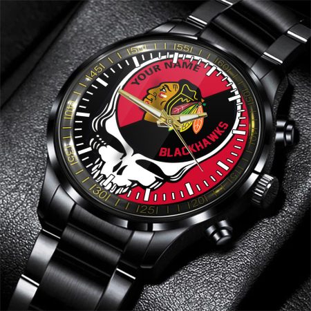 Chicago Blackhawks NHL Skull Personalized Hand Watch Gift For Fans