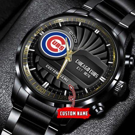 Chicago Cubs MLB Personalized Black Hand Watch Gift For Fans