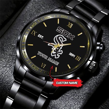 Chicago White Sox MLB Black Fashion Watch Custom Your Name For Fan