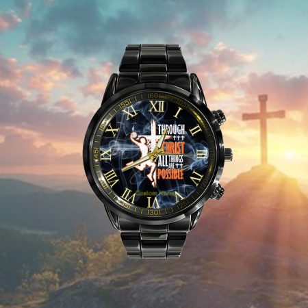 Christian Basketball Jesus Christ Basketball Personalized Black Stainless Steel Watch
