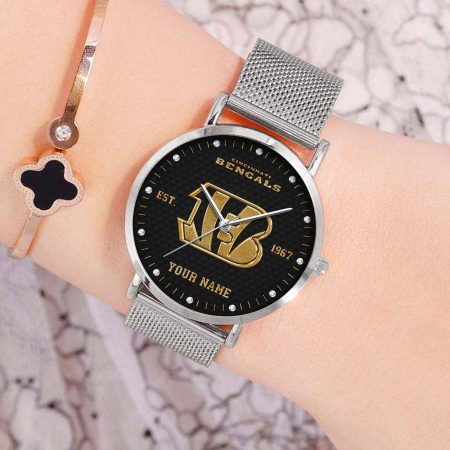Cincinnati Bengals NFL Black Fashion Watch Custom Your Name