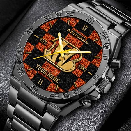 Cincinnati Bengals NFL Black Fashion Watch Custom Your Name