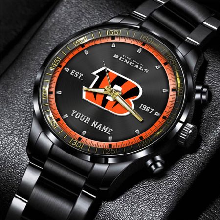 Cincinnati Bengals NFL Personalized Black Fashion Watch Gifts For Fans