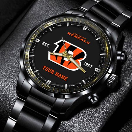 Cincinnati Bengals NFL Personalized Black Fashion Watch Gifts For Fans