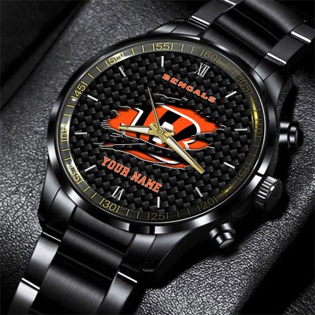 Cincinnati Bengals NFL Personalized Sport Black Fashion Watch For Fan