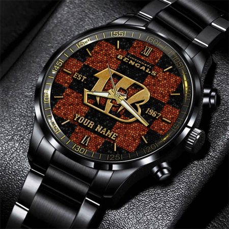 Cincinnati Bengals NFL Personalized Sport Black Watch Gifts For Fans