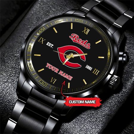 Cincinnati Reds MLB Black Fashion Watch Custom Your Name For Fan
