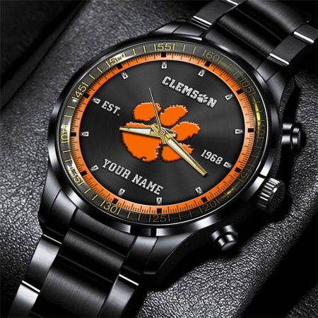 Clemson Tigers NCAA Personalized Black Style Hand Watch Gifts For Fan