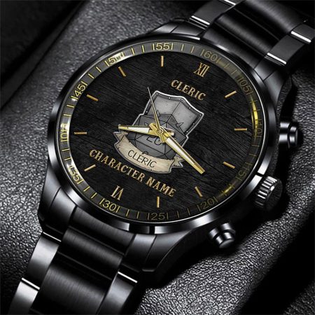 Cleric Dungeons & Dragons Game Black Fashion Watch Custom Character Name