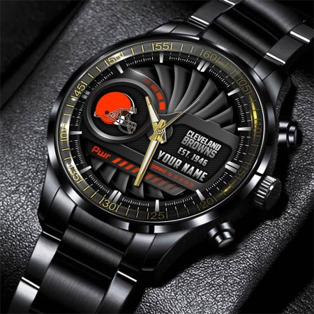Cleveland Browns NFL Black Fashion Watch Custom Your Name