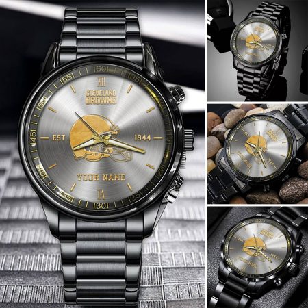 Cleveland Browns NFL Black Fashion Watch Custom Your Name
