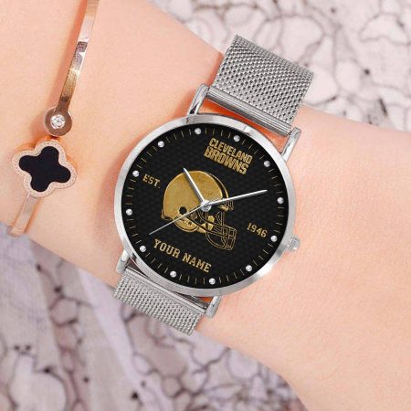 Cleveland Browns NFL Black Fashion Watch Custom Your Name