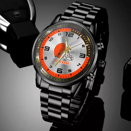 Cleveland Browns NFL Personalized Black Hand Watch Gifts For Fans