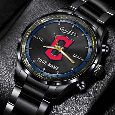 Cleveland Guardians MLB Personalized Black Style Hand Watch Gifts For Fan