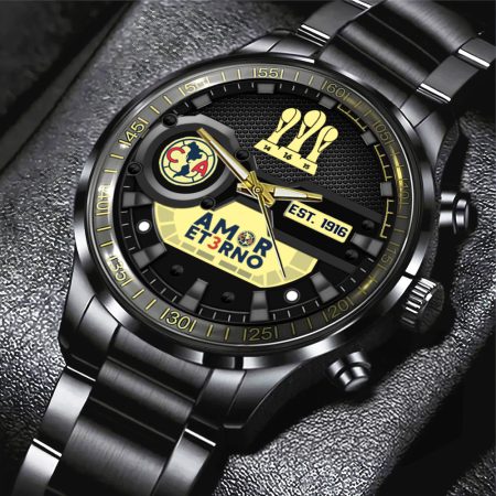 Club América Liga MX Black Stainless Steel Watch Gift For Fan