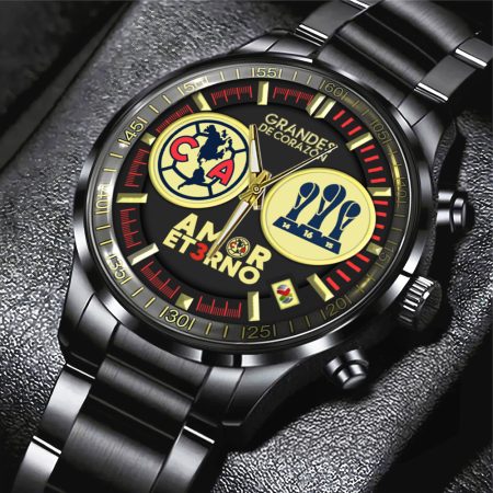 Club América Liga MX Black Stainless Steel Watch Gift For Fan