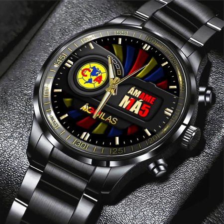 Club América Liga MX Black Stainless Steel Watch Gift For Fan