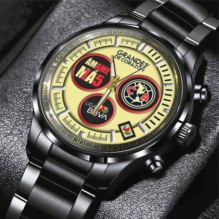 Club América Liga MX Black Stainless Steel Watch Gift For Fan
