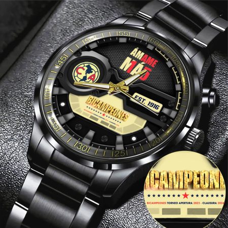 Club América Liga MX Black Stainless Steel Watch Gift For Fan