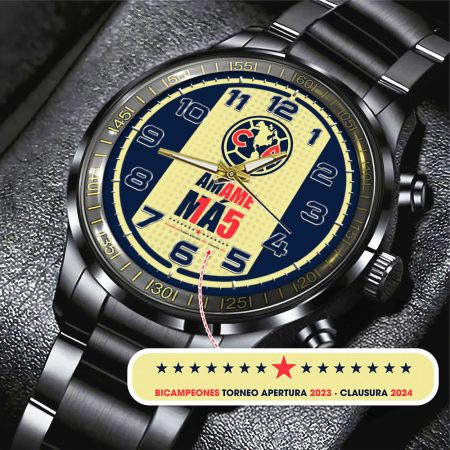 Club América Liga MX Black Stainless Steel Watch Gift For Fan