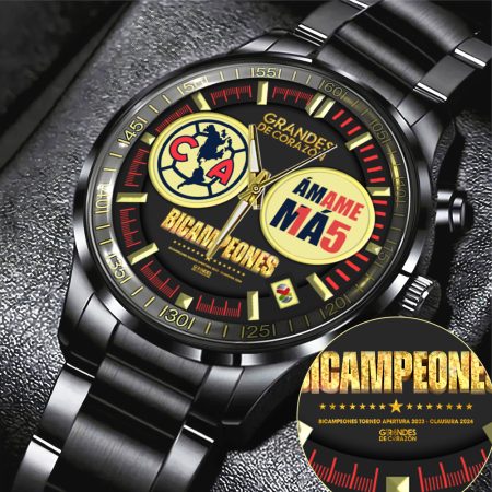 Club América Liga MX Black Stainless Steel Watch Gift For Fan