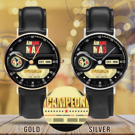 Club América Liga MX Black Stitched Leather Watch Gift For Fan