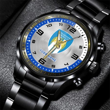 Colchester United EFL Personalized Black Stainless Steel Hand Watch For Fan