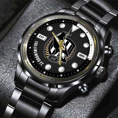 Collingwood FC Black Stainless Steel Watch Gift For Fan