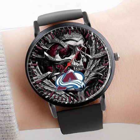 Colorado Avalanche NHL Personalized Skull 3D Men Leather Hand Watch Gift For Fans For Father