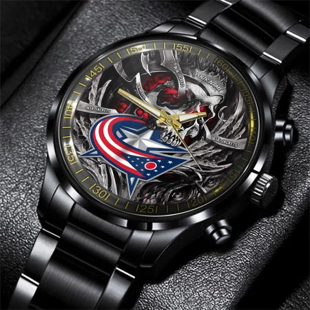 Columbus Blue Jackets NHL Skull Personalized Hand Watch Gift For Fans