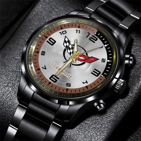 Corvette C5 Car Personalized Black Stainless Steel Hand Watch For Fan