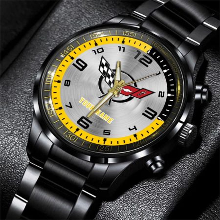 Corvette C5 Car Personalized Black Stainless Steel Hand Watch For Fan