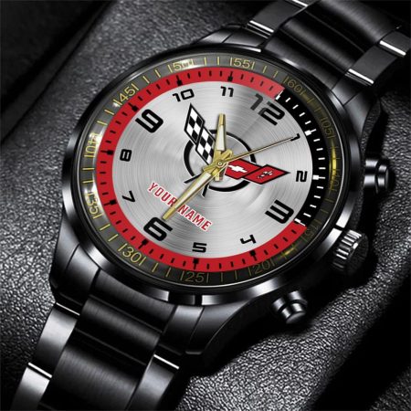 Corvette C5 Car Personalized Black Stainless Steel Hand Watch For Fan