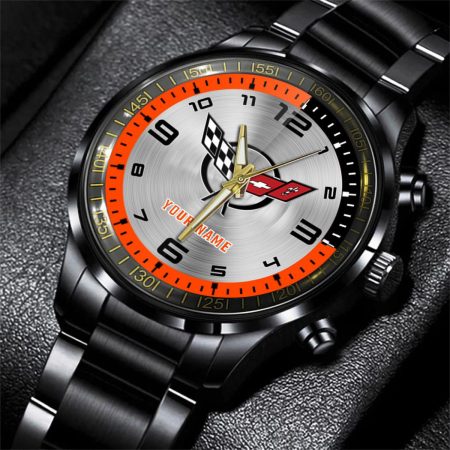Corvette C5 Car Personalized Black Stainless Steel Hand Watch For Fan
