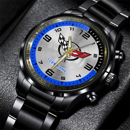Corvette C5 Car Personalized Black Stainless Steel Hand Watch For Fan