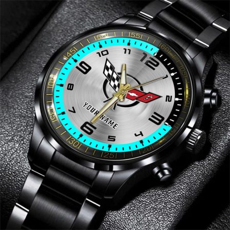 Corvette C5 Car Personalized Black Stainless Steel Hand Watch For Fan