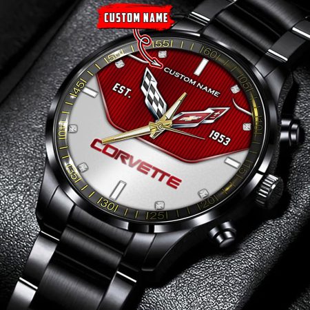 Corvette Car Personalized Black Hand Watch Gift For Fans