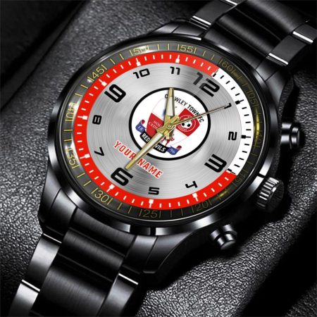 Crawley Town EFL Personalized Black Stainless Steel Hand Watch For Fan