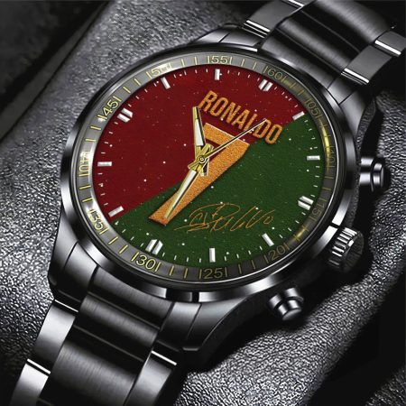 Cristiano Ronaldo x Portugal National Football Team Black Stainless Steel Watch Gift For Fan